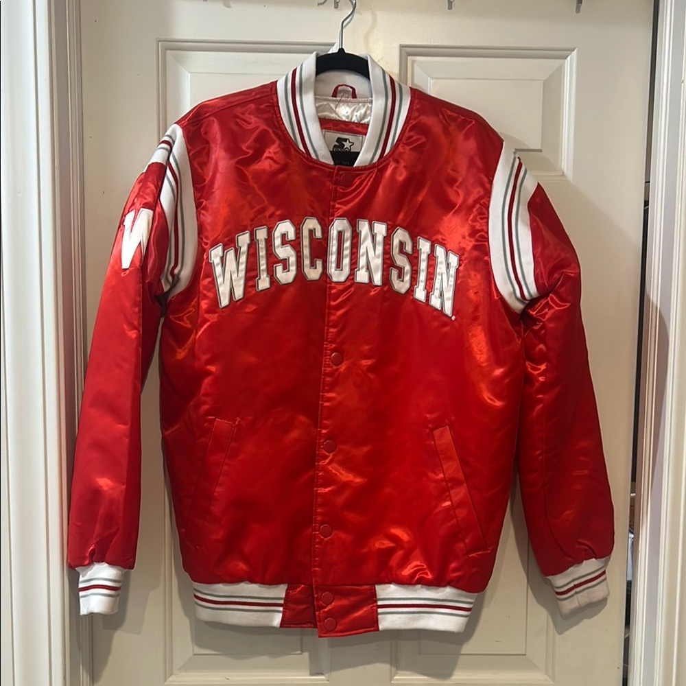 STARTER Red and White Wisconsin Varsity Jacket